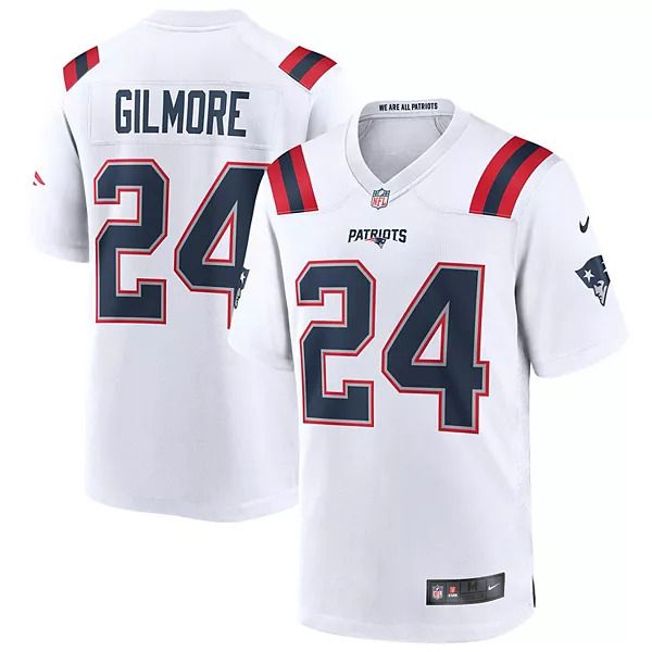 Men New England Patriots #24 Stephon Gilmore Nike White Game NFL Jersey